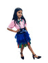 BookMyCostume Girls Skirt and Shirt Set | Collared Top with Bow & Denim Net Flared Skirt | Formal & Casual Wear for Kids | Multicolor Striped Dress Set