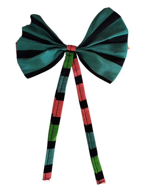 BookMyCostume Girls Skirt and Shirt Set | Collared Top with Bow & Denim Net Flared Skirt | Formal & Casual Wear for Kids | Multicolor Striped Dress Set