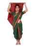 Traditional Marathi Dress for Girls | Dark Green Nauvari Saree for Kids with Blouse | Fisherwoman Costume for Kids | Indian Cultural State Dress