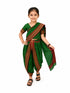 Traditional Marathi Dress for Girls | Dark Green Nauvari Saree for Kids with Blouse | Fisherwoman Costume for Kids | Indian Cultural State Dress
