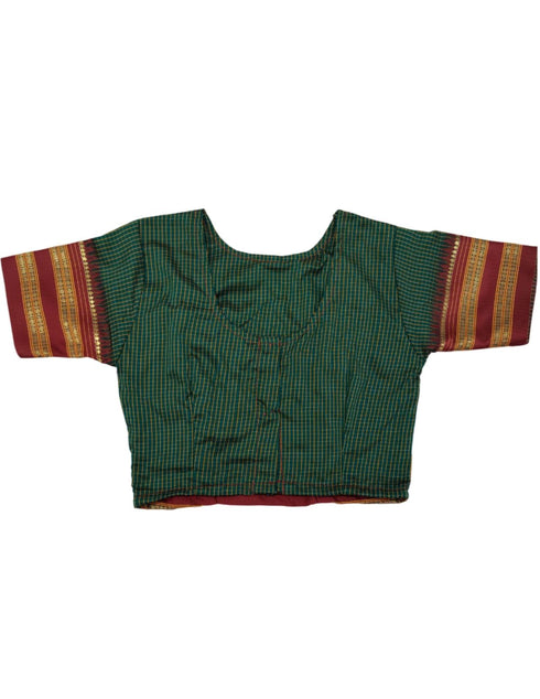 BookMyCostume Traditional Marathi Dress for Girls | Dark Green Nauvari Saree for Kids with Blouse | Fisherwoman Costume for Kids | Indian Cultural State Dress