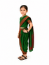 Traditional Marathi Dress for Girls | Dark Green Nauvari Saree for Kids with Blouse | Fisherwoman Costume for Kids | Indian Cultural State Dress