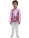 Pink Sequin Shirt & White Shiny Pants Western Dance Costume for Boys | Full Sleeve Party Wear Outfit | Theme Annual Day & Fancy Dress Outfit