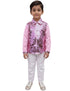 Pink Sequin Shirt & White Shiny Pants Western Dance Costume for Boys | Full Sleeve Party Wear Outfit | Theme Annual Day & Fancy Dress Outfit