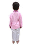 BookMyCostume Pink Sequin Shirt & White Shiny Pants Western Dance Costume for Boys | Full Sleeve Party Wear Outfit | Theme Annual Day & Fancy Dress Outfit
