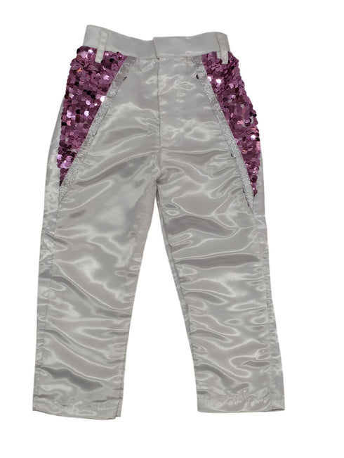 Pink Sequin Shirt & White Shiny Pants Western Dance Costume for Boys | Full Sleeve Party Wear Outfit | Theme Annual Day & Fancy Dress Outfit