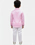 Pink Sequin Shirt & White Shiny Pants Western Dance Costume for Boys | Full Sleeve Party Wear Outfit | Theme Annual Day & Fancy Dress Outfit