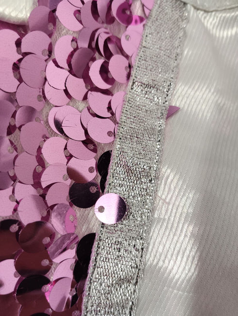 BookMyCostume Pink Sequin Shirt & White Shiny Pants Western Dance Costume for Boys | Full Sleeve Party Wear Outfit | Theme Annual Day & Fancy Dress Outfit