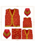 Red Qawwali Jacket & Cap Combo for Kids | Red Embroidered Ethnic Fancy Dress Costume | Sufi Singer Kurta Style Waistcoat & Head Cap for Theme Parties & Stage Shows