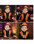 Red Qawwali Jacket & Cap Combo for Kids | Red Embroidered Ethnic Fancy Dress Costume | Sufi Singer Kurta Style Waistcoat & Head Cap for Theme Parties & Stage Shows