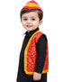 Red Qawwali Jacket & Cap Combo for Kids | Red Embroidered Ethnic Fancy Dress Costume | Sufi Singer Kurta Style Waistcoat & Head Cap for Theme Parties & Stage Shows