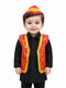 Red Qawwali Jacket & Cap Combo for Kids | Red Embroidered Ethnic Fancy Dress Costume | Sufi Singer Kurta Style Waistcoat & Head Cap for Theme Parties & Stage Shows