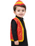 Red Qawwali Jacket & Cap Combo for Kids | Red Embroidered Ethnic Fancy Dress Costume | Sufi Singer Kurta Style Waistcoat & Head Cap for Theme Parties & Stage Shows