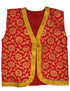 BookMyCostume Red Qawwali Jacket & Cap Combo for Kids | Red Embroidered Ethnic Fancy Dress Costume | Sufi Singer Kurta Style Waistcoat & Head Cap for Theme Parties & Stage Shows
