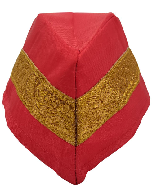 BookMyCostume Red Qawwali Jacket & Cap Combo for Kids | Red Embroidered Ethnic Fancy Dress Costume | Sufi Singer Kurta Style Waistcoat & Head Cap for Theme Parties & Stage Shows