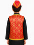 Red Qawwali Jacket & Cap Combo for Kids | Red Embroidered Ethnic Fancy Dress Costume | Sufi Singer Kurta Style Waistcoat & Head Cap for Theme Parties & Stage Shows
