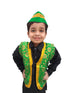 BookMyCostume Green Qawwali Jacket & Cap Combo for Kids | Green Embroidered Ethnic Fancy Dress Costume | Sufi Singer Kurta Style Waistcoat & Head Cap for Theme Parties & Stage Shows