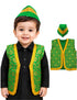 Green Qawwali Jacket & Cap Combo for Kids | Green Embroidered Ethnic Fancy Dress Costume | Sufi Singer Kurta Style Waistcoat & Head Cap for Theme Parties & Stage Shows