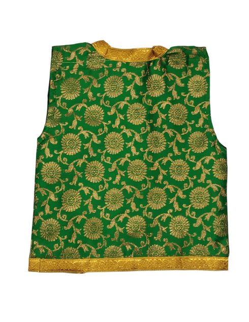 BookMyCostume Green Qawwali Jacket & Cap Combo for Kids | Green Embroidered Ethnic Fancy Dress Costume | Sufi Singer Kurta Style Waistcoat & Head Cap for Theme Parties & Stage Shows