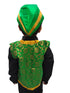 BookMyCostume Green Qawwali Jacket & Cap Combo for Kids | Green Embroidered Ethnic Fancy Dress Costume | Sufi Singer Kurta Style Waistcoat & Head Cap for Theme Parties & Stage Shows