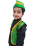 BookMyCostume Green Qawwali Jacket & Cap Combo for Kids | Green Embroidered Ethnic Fancy Dress Costume | Sufi Singer Kurta Style Waistcoat & Head Cap for Theme Parties & Stage Shows