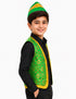 Green Qawwali Jacket & Cap Combo for Kids | Green Embroidered Ethnic Fancy Dress Costume | Sufi Singer Kurta Style Waistcoat & Head Cap for Theme Parties & Stage Shows