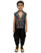 BookMyCostume Black Indo-Western Dress | Multicolor Sequin Sleeveless V-Neck Jacket with Dhoti Style Pant | Western Dress Costume for Boys | Dance Dress for Kids