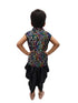 BookMyCostume Black Indo-Western Dress | Multicolor Sequin Sleeveless V-Neck Jacket with Dhoti Style Pant | Western Dress Costume for Boys | Dance Dress for Kids