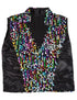 Black Indo-Western Dress | Multicolor Sequin Sleeveless V-Neck Jacket with Dhoti Style Pant | Western Dress Costume for Boys | Dance Dress for Kids