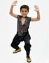 Black Indo-Western Dress | Multicolor Sequin Sleeveless V-Neck Jacket with Dhoti Style Pant | Western Dress Costume for Boys | Dance Dress for Kids
