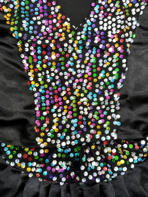 BookMyCostume Black Indo-Western Dress | Multicolor Sequin Sleeveless V-Neck Jacket with Dhoti Style Pant | Western Dress Costume for Boys | Dance Dress for Kids