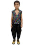 Black Indo-Western Dress | Multicolor Sequin Sleeveless V-Neck Jacket with Dhoti Style Pant | Western Dress Costume for Boys | Dance Dress for Kids