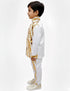 BookMyCostume White & Golden Sequin Western Dance Costume for Boys | Stylish Shiny Full Sleeve Shirt and Pant Set with Zipper Closure | Dance Costume for Boys | Fancy Dress for Boys