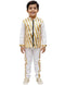 BookMyCostume White & Golden Sequin Western Dance Costume for Boys | Stylish Shiny Full Sleeve Shirt and Pant Set with Zipper Closure | Dance Costume for Boys | Fancy Dress for Boys