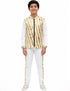 White & Golden Sequin Western Dance Costume for Boys | Stylish Shiny Full Sleeve Shirt and Pant Set with Zipper Closure | Dance Costume for Boys | Fancy Dress for Boys