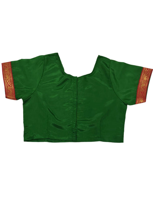 Bharatanatyam Costume for Girls and Women – Green with Red Border | Classical Dance Dress | Indian Dance Dress for Girls | Traditional Dance Outfit
