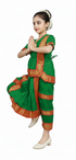 Bharatanatyam Costume for Girls and Women – Green with Red Border | Classical Dance Dress | Indian Dance Dress for Girls | Traditional Dance Outfit