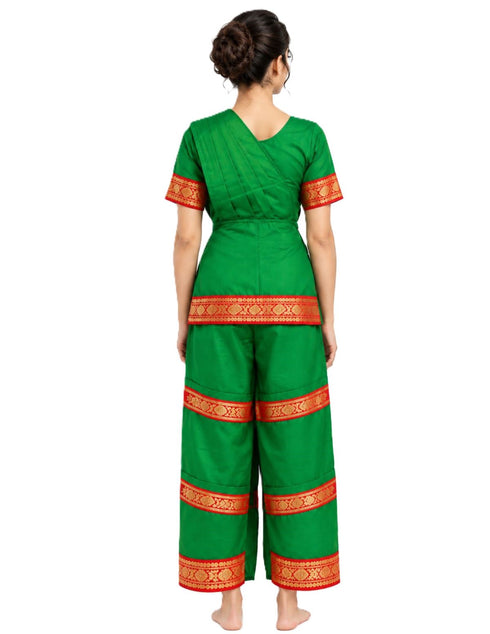 Bharatanatyam Costume for Girls and Women – Green with Red Border | Classical Dance Dress | Indian Dance Dress for Girls | Traditional Dance Outfit