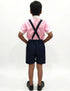 Boy Dangri Style Costume Set | Pink Shirt with Denim Dangri Style Shorts & Colorful Tie | Fancy Dress Costume for Role Play | Boys