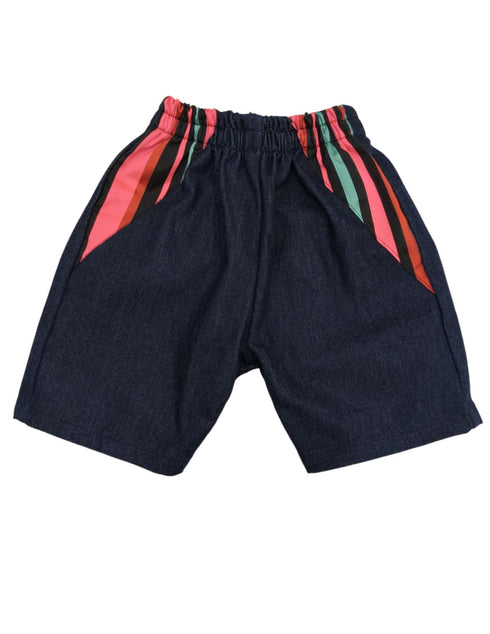 BookMyCostume Boy Dangri Style Costume Set | Pink Shirt with Denim Dangri Style Shorts & Colorful Tie | Fancy Dress Costume for Role Play | Boys