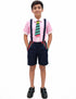 Boy Dangri Style Costume Set | Pink Shirt with Denim Dangri Style Shorts & Colorful Tie | Fancy Dress Costume for Role Play | Boys