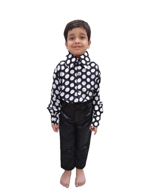 BookMyCostume Black Polka Dots Shirt with Black Shining Pant | Retro Theme Kids Fancy Dress Costume | Stylish Dress for Dance, Fancy Dress