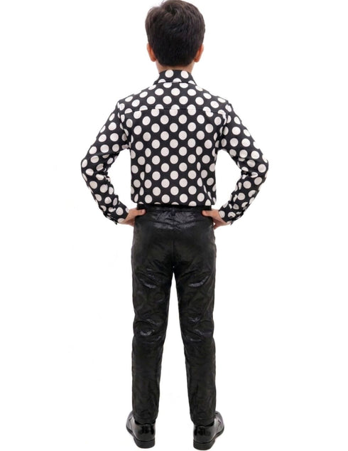 Black Polka Dots Shirt with Black Shining Pant | Retro Theme Kids Fancy Dress Costume | Stylish Dress for Dance, Fancy Dress