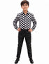 Black Polka Dots Shirt with Black Shining Pant | Retro Theme Kids Fancy Dress Costume | Stylish Dress for Dance, Fancy Dress
