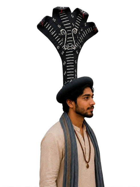Sheshnaag Snake Headpiece & Statue – 22 Inches Idol for Fancy Dress, Cosplay, Roleplay & Temple Decor – Tribal Naga Serpent Accessory