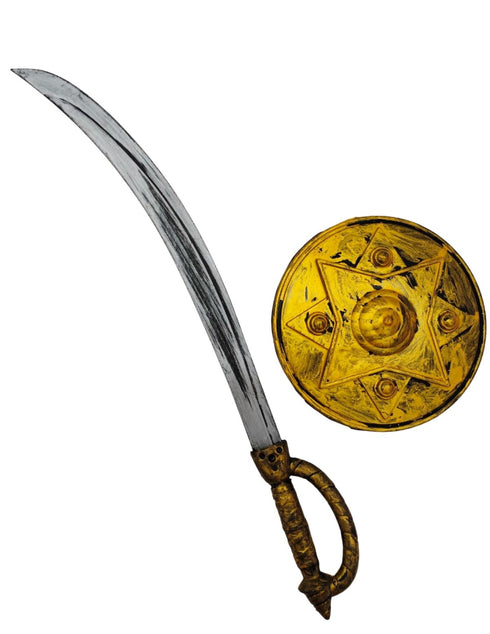 BookMyCostume Shivaji Sword and Shield Set for Kids – 26-Inch Royal-Look Toy Sword with 10-Inch Shield with Metallic Finish |Warrior Costume Accessory for Fancy Dress & Role Play