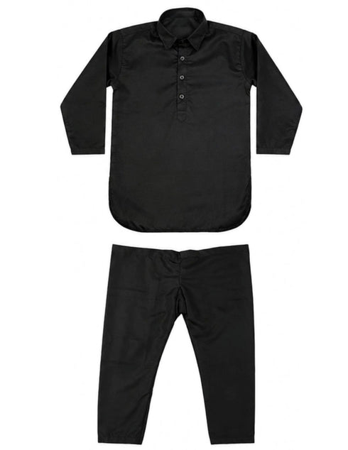 Kashmiri Dress for Boys – Traditional Black Pathani Suit Set | Kashmiri Suit for Kids with Collared Kurta & Pajama | Ethnic Kashmiri Dress for Cultural Events & Fancy Dress