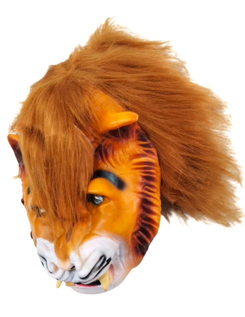 BookMyCostume Brown Lion Face Mask with Faux Fur Mane – Realistic Jungle Animal Mask for Theatre, Festivals & Décor | Handcrafted Fancy Dress Accessory for Adults
