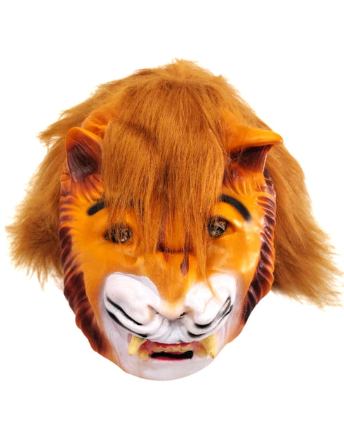 BookMyCostume Brown Lion Face Mask with Faux Fur Mane – Realistic Jungle Animal Mask for Theatre, Festivals & Décor | Handcrafted Fancy Dress Accessory for Adults