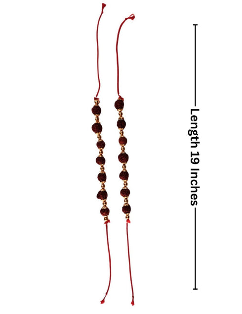 BookMyCostume Natural Brown Rudraksh Golden Plated Rudraksha Jewellery Set with Golden Beads – Rudraksha Mala for Ramleela, Festivals & Spiritual Events | Ideal for Kids & Adults